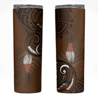 New Zealand Taiaha Skinny Tumbler Maori Weapon Silver Fern Maori Pattern
