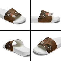 New Zealand Taiaha Slide Sandals Maori Weapon Silver Fern Maori Pattern