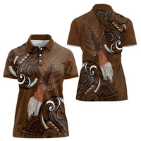 New Zealand Taiaha Women Polo Shirt Maori Weapon Silver Fern Maori Pattern