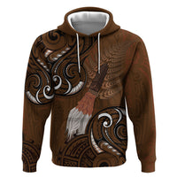 New Zealand Taiaha Zip Hoodie Maori Weapon Silver Fern Maori Pattern