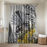 New Zealand Fantail Bird Bathroom Set Maori Piwakawaka Kowhai Maori Pattern