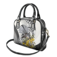 New Zealand Fantail Bird Shoulder Handbag Maori Piwakawaka Kowhai Maori Pattern