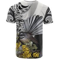 New Zealand Fantail Bird T Shirt Maori Piwakawaka Kowhai Maori Pattern