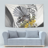 New Zealand Fantail Bird Tapestry Maori Piwakawaka Kowhai Maori Pattern