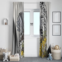 New Zealand Fantail Bird Window Curtain Maori Piwakawaka Kowhai Maori Pattern