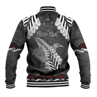 New Zealand Weka Personalised Baseball Jacket Aotearoa Hen Silver Fern Maori Pattern