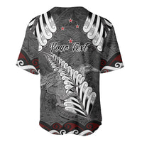 New Zealand Weka Personalised Baseball Jersey Aotearoa Hen Silver Fern Maori Pattern