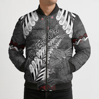 New Zealand Weka Personalised Bomber Puffer Jacket Aotearoa Hen Silver Fern Maori Pattern