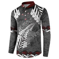 New Zealand Weka Personalised Button Sweatshirt Aotearoa Hen Silver Fern Maori Pattern