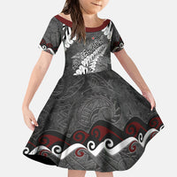 New Zealand Weka Personalised Family Matching Summer Maxi Dress and Hawaiian Shirt Aotearoa Hen Silver Fern Maori Pattern