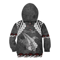 New Zealand Weka Personalised Kid Hoodie Aotearoa Hen Silver Fern Maori Pattern