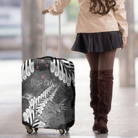 New Zealand Weka Personalised Luggage Cover Aotearoa Hen Silver Fern Maori Pattern