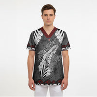 New Zealand Weka Personalised Scrub Top Aotearoa Hen Silver Fern Maori Pattern