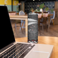 New Zealand Weka Personalised Skinny Tumbler Aotearoa Hen Silver Fern Maori Pattern