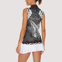 New Zealand Weka Personalised Women Sleeveless Polo Shirt Aotearoa Hen Silver Fern Maori Pattern