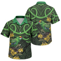 New Zealand Parakeet Bird Family Matching Short Sleeve Bodycon Dress and Hawaiian Shirt Maori Kakariki Kowhai Maori Pattern LT22 Son's Shirt Green - Polynesian Pride