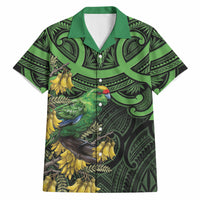 New Zealand Parakeet Bird Hawaiian Shirt Maori Kakariki Kowhai Maori Pattern LT22 Green - Polynesian Pride