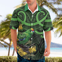 New Zealand Parakeet Bird Hawaiian Shirt Maori Kakariki Kowhai Maori Pattern LT22 - Polynesian Pride
