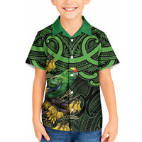 New Zealand Parakeet Bird Hawaiian Shirt Maori Kakariki Kowhai Maori Pattern LT22 - Polynesian Pride