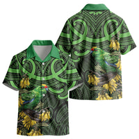 New Zealand Parakeet Bird Kid Hawaiian Shirt Maori Kakariki Kowhai Maori Pattern