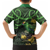 New Zealand Parakeet Bird Kid Hawaiian Shirt Maori Kakariki Kowhai Maori Pattern LT22 - Polynesian Pride