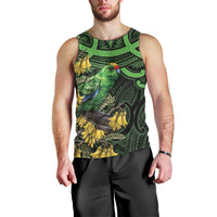 New Zealand Parakeet Bird Men Tank Top Maori Kakariki Kowhai Maori Pattern
