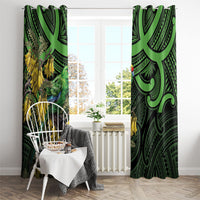 New Zealand Parakeet Bird Window Curtain Maori Kakariki Kowhai Maori Pattern