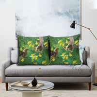 Bellbird New Zealand Personalised Pillow Cover Kowhai Flower Maori Pattern