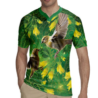 Bellbird New Zealand Personalised Rugby Jersey Kowhai Flower Maori Pattern