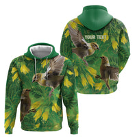 Bellbird New Zealand Personalised Zip Hoodie Kowhai Flower Maori Pattern LT22 - Polynesian Pride