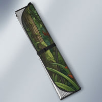 Bellbird New Zealand Personalised Auto Sun Shade Korimako Harakeke Flower Native Forest LT22 - Polynesian Pride