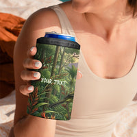 Bellbird New Zealand Personalised 4 in 1 Can Cooler Tumbler Korimako Harakeke Flower Native Forest