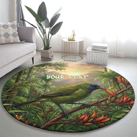 Bellbird New Zealand Personalised Round Carpet Korimako Harakeke Flower Native Forest LT22 - Polynesian Pride