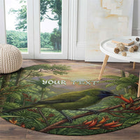 Bellbird New Zealand Personalised Round Carpet Korimako Harakeke Flower Native Forest LT22 - Polynesian Pride