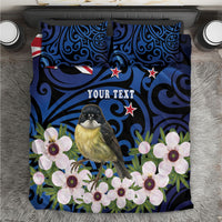 Tomtit New Zealand Personalised Bedding Set Miromiro Manuka Flower Maori Pattern