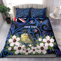 Tomtit New Zealand Personalised Bedding Set Miromiro Manuka Flower Maori Pattern