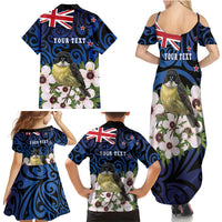 Tomtit New Zealand Personalised Family Matching Summer Maxi Dress and Hawaiian Shirt Miromiro Manuka Flower Maori Pattern