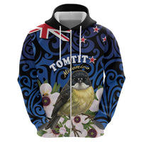 Tomtit New Zealand Personalised Hoodie Miromiro Manuka Flower Maori Pattern LT22 - Polynesian Pride