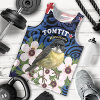 Tomtit New Zealand Personalised Men Tank Top Miromiro Manuka Flower Maori Pattern LT22 - Polynesian Pride