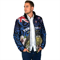 Tomtit New Zealand Personalised Padded Jacket Miromiro Manuka Flower Maori Pattern