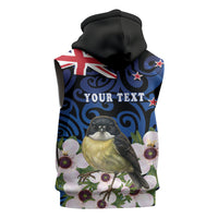 Tomtit New Zealand Personalised Sleeveless Zip Hoodie Miromiro Manuka Flower Maori Pattern LT22 - Polynesian Pride
