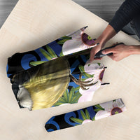 Tomtit New Zealand Personalised Umbrella Miromiro Manuka Flower Maori Pattern