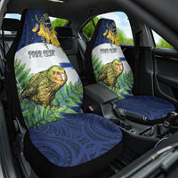 Kakapo New Zealand Personalised Car Seat Cover Kowhai Flower Silver Fern Maori Pattern