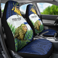 Kakapo New Zealand Personalised Car Seat Cover Kowhai Flower Silver Fern Maori Pattern