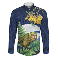 Kakapo New Zealand Personalised Family Matching Long Sleeve Bodycon Dress and Hawaiian Shirt Kowhai Flower Silver Fern Maori Pattern