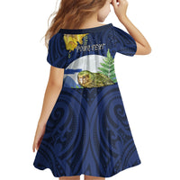 Kakapo New Zealand Personalised Family Matching Off The Shoulder Long Sleeve Dress and Hawaiian Shirt Kowhai Flower Silver Fern Maori Pattern