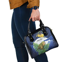 Kakapo New Zealand Personalised Shoulder Handbag Kowhai Flower Silver Fern Maori Pattern LT22 - Polynesian Pride