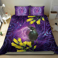 New Zealand Tui Bird Matariki Bedding Set Kowhai Flower Silver Fern Galaxy Maori Pattern LT22 - Polynesian Pride