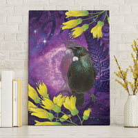 New Zealand Tui Bird Matariki Canvas Wall Art Kowhai Flower Silver Fern Galaxy Maori Pattern LT22 Without Frame Purple - Polynesian Pride