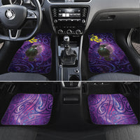 New Zealand Tui Bird Matariki Car Mats Kowhai Flower Silver Fern Galaxy Maori Pattern LT22 Set 4pcs Purple - Polynesian Pride